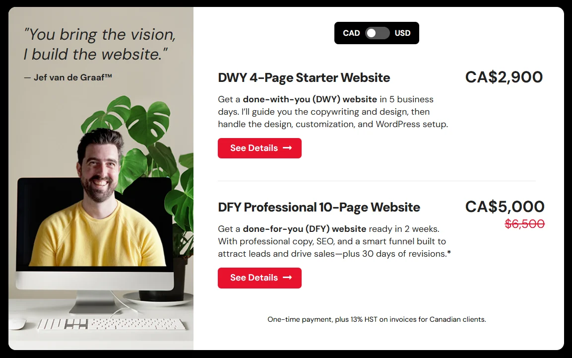 Custom Website Design by Jef van de Graaf