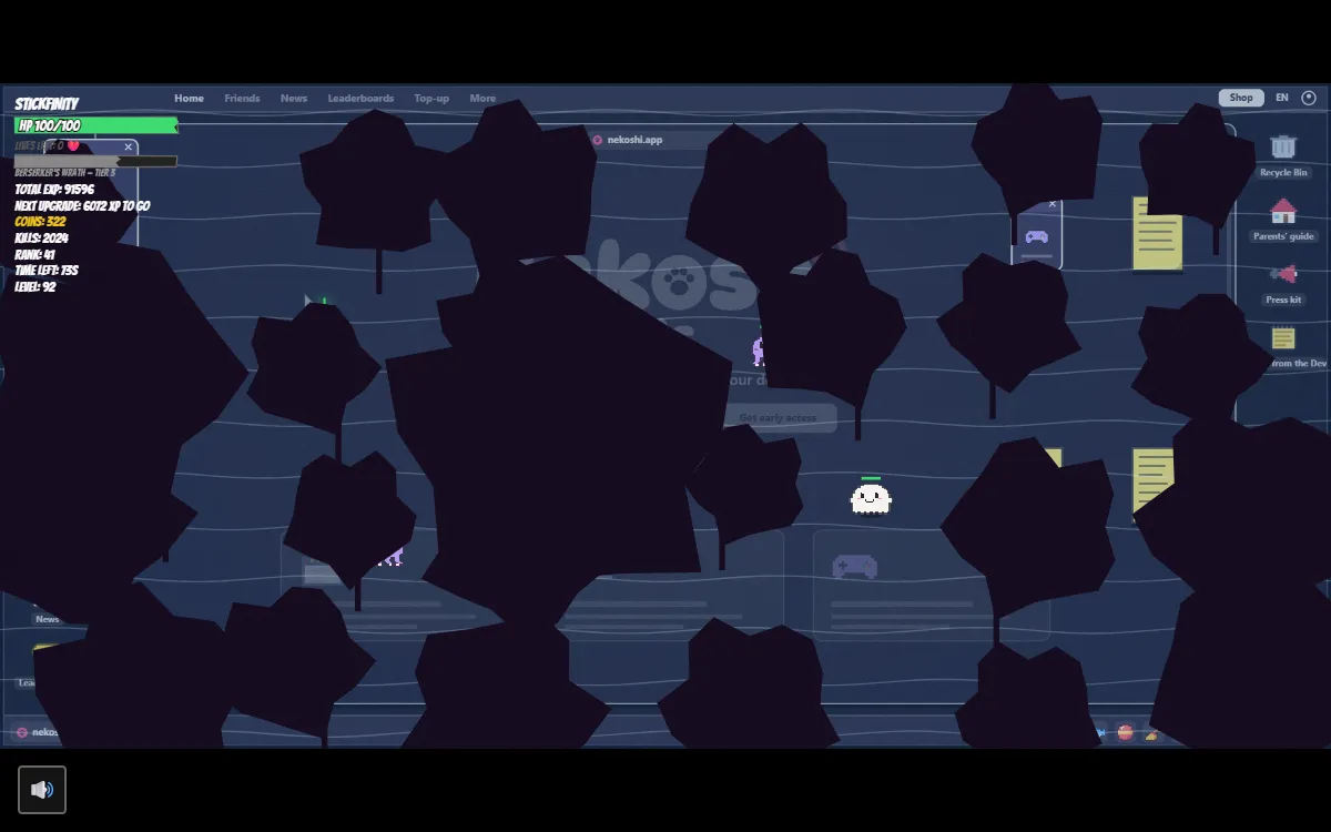 Squib's ink covering the screen on level 92