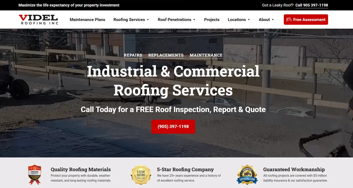 Videl Roofing Inc homepage